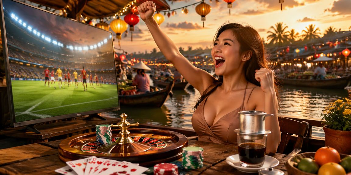 Người dùng tại Cần Thơ mở ứng dụng xem kèo và theo dõi bóng đá trong quán cà phê sáng sớm